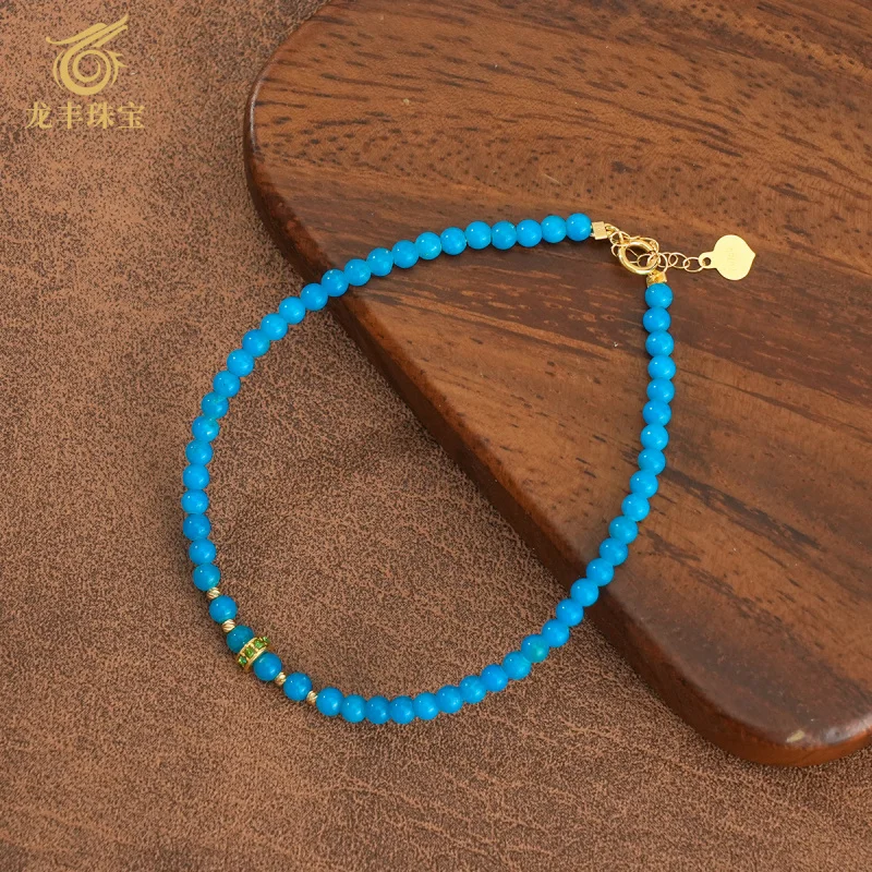 Turquoise 18k Gold Beautiful Pine Round Bead Exquisite Bracelet Accessory