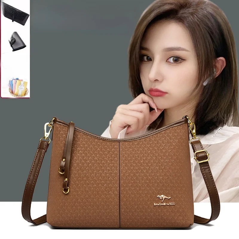 

Leather Bucket Bag Women's Crossbody Bag Commuter Underarm Bag Soft Handle Zipper Closure Fashionable Casual Style
