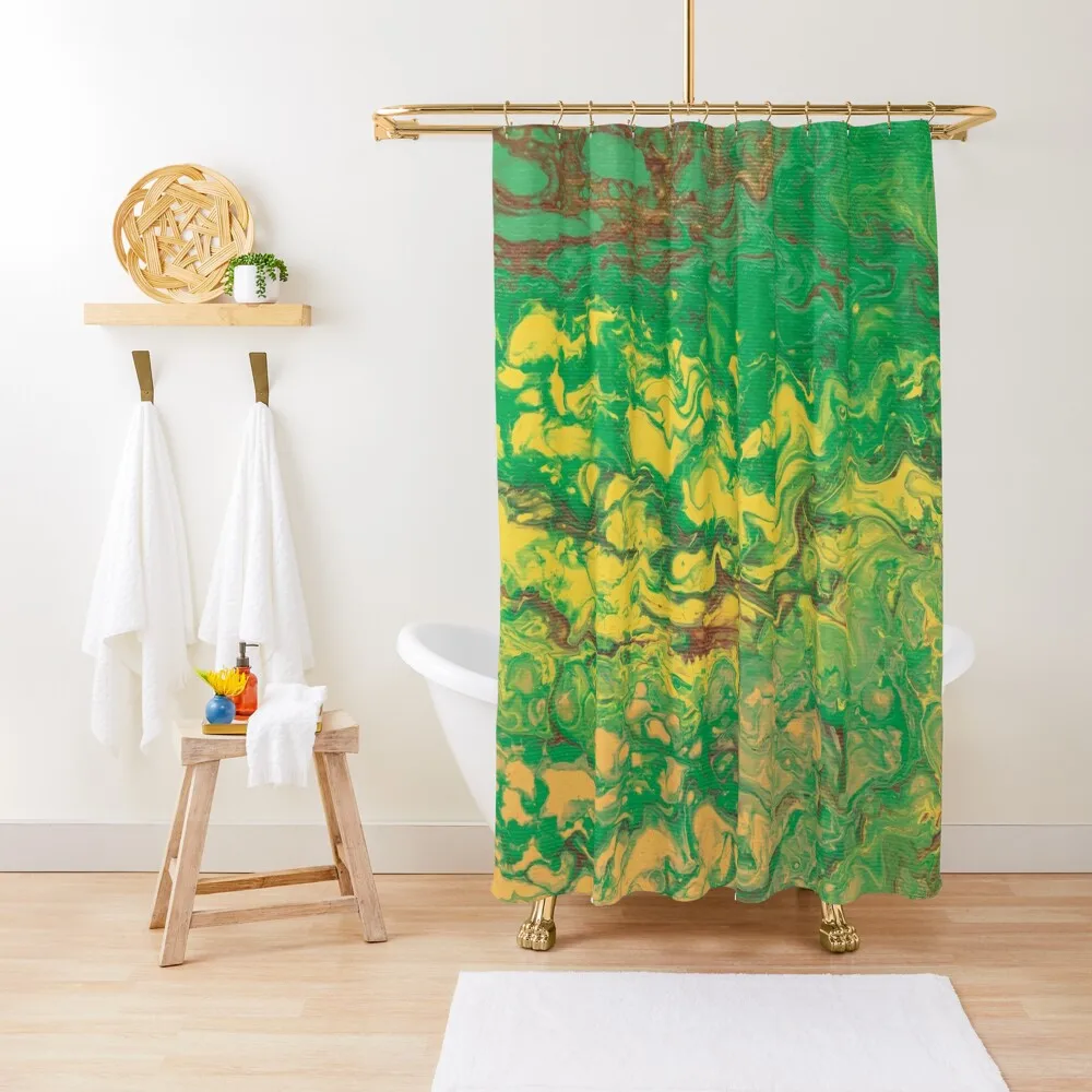 

The Garden Grows: Sun & Soil Acrylic Pour Shower Curtain Elegant Bathroom Transparent Bathroom Shower Curtain