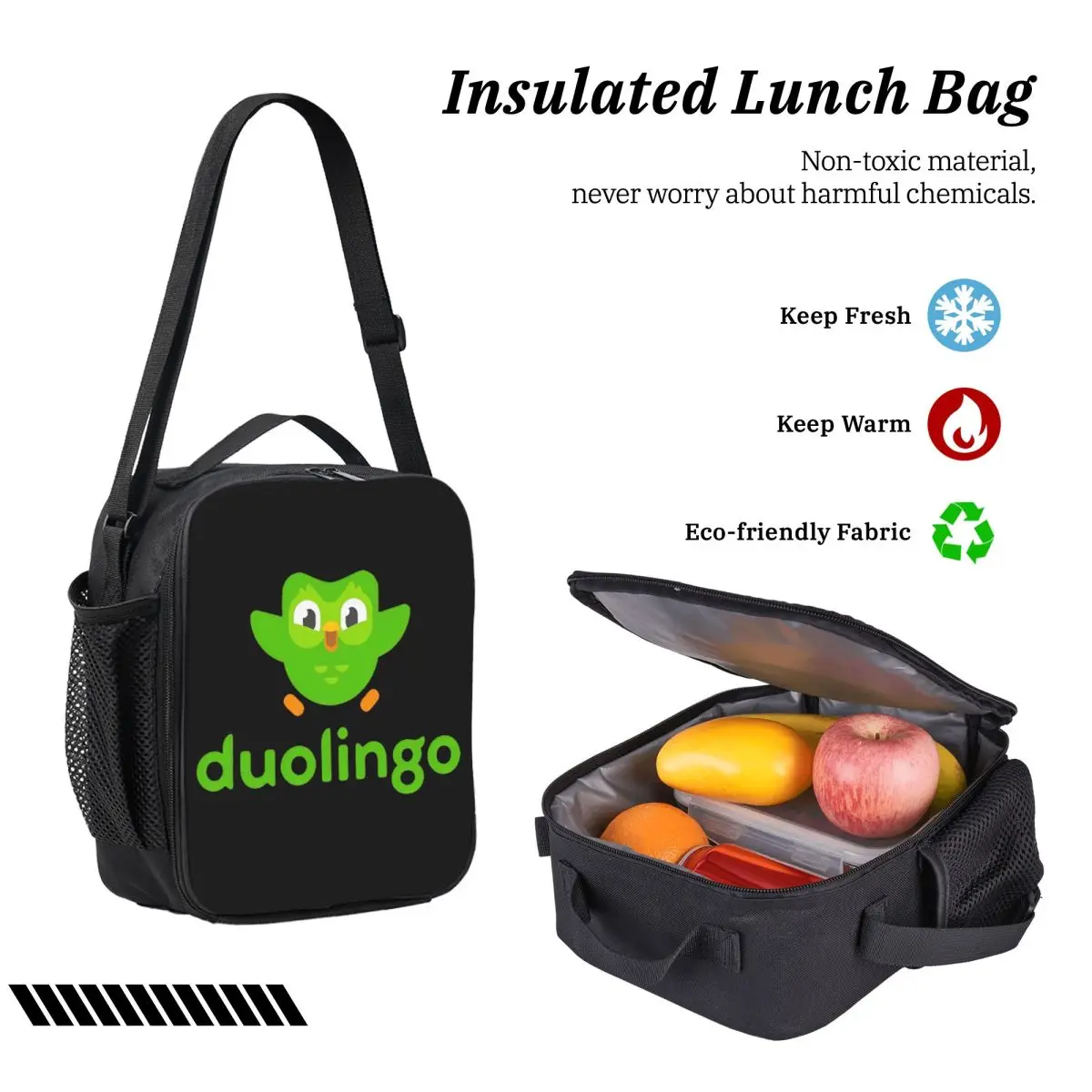 Duolingo Duo 3pcs/set Ransel untuk Siswa Owl High School Daypack Tas Makan Siang Kotak Pensil