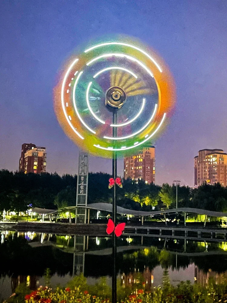 

Hot sales outdoor decoration, garden, villa terrace, iron art rotating model decoration, solar lights, colorful landscape