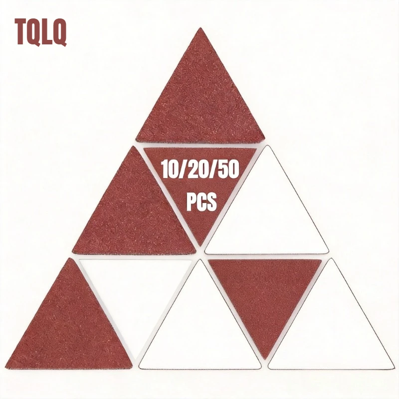 TQLQ 10/20/50 PCS Triangular Sandpaper， 40-2000 GRITS Hook and Loop Sanding Plate for Wood, 3-1/8 Inch Oscillating Multi-Tool