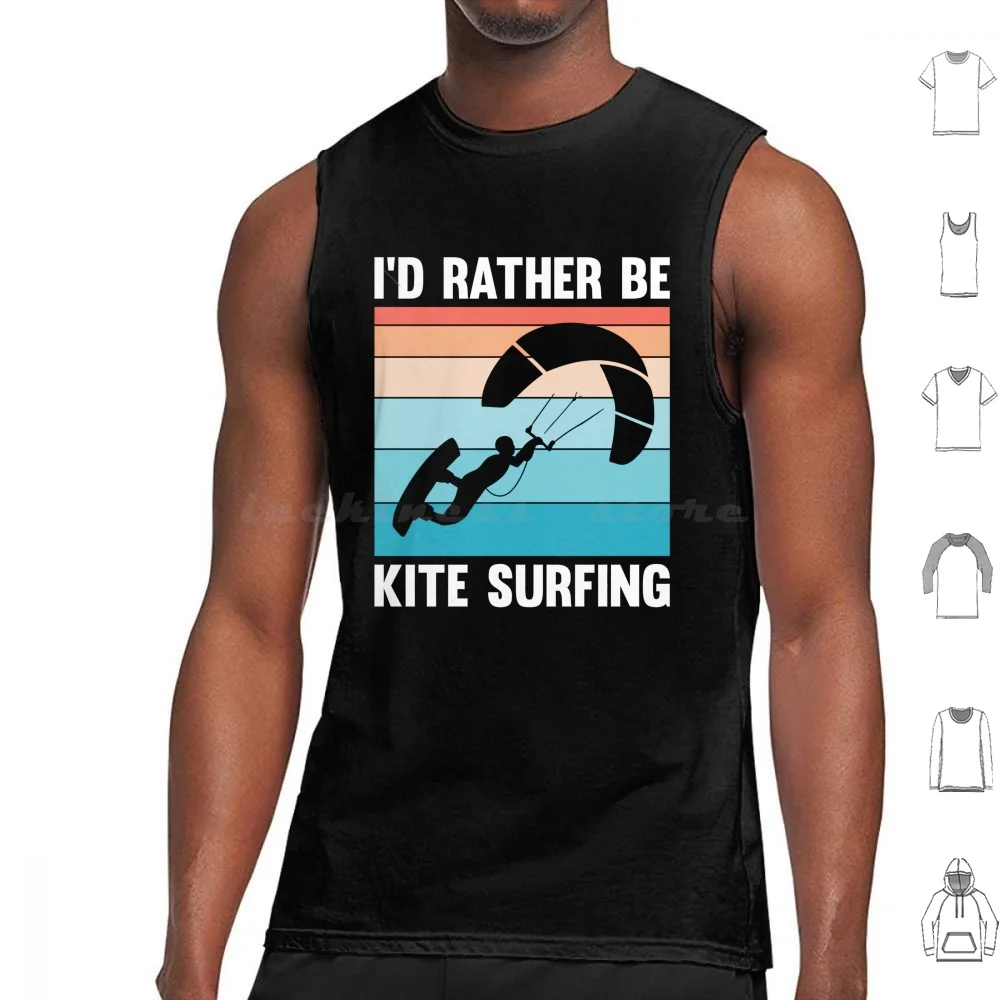 I'D Rather Be Kite Surfing Tank Tops Print Cotton I D Rather Be Kite Surfing Kite Surfing Ocean Wave Wind Water