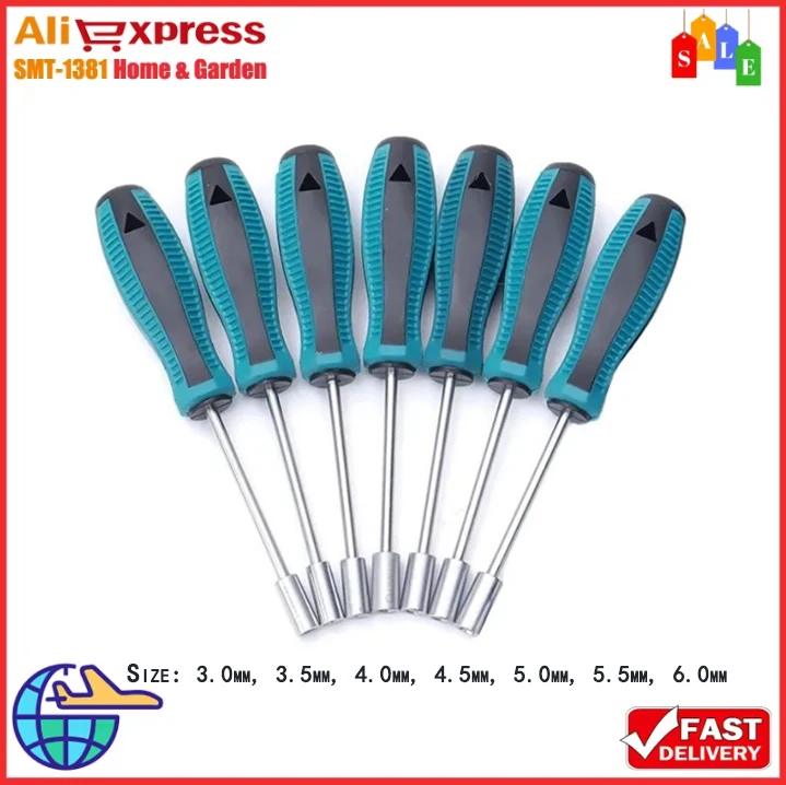 3/3.5/4/4.5/5/5.5/6mm Socket Screwdriver Steel Socket Wrench Hex-Key Spanner Nut Driver Hexagonal Screw Driver Repair Tools