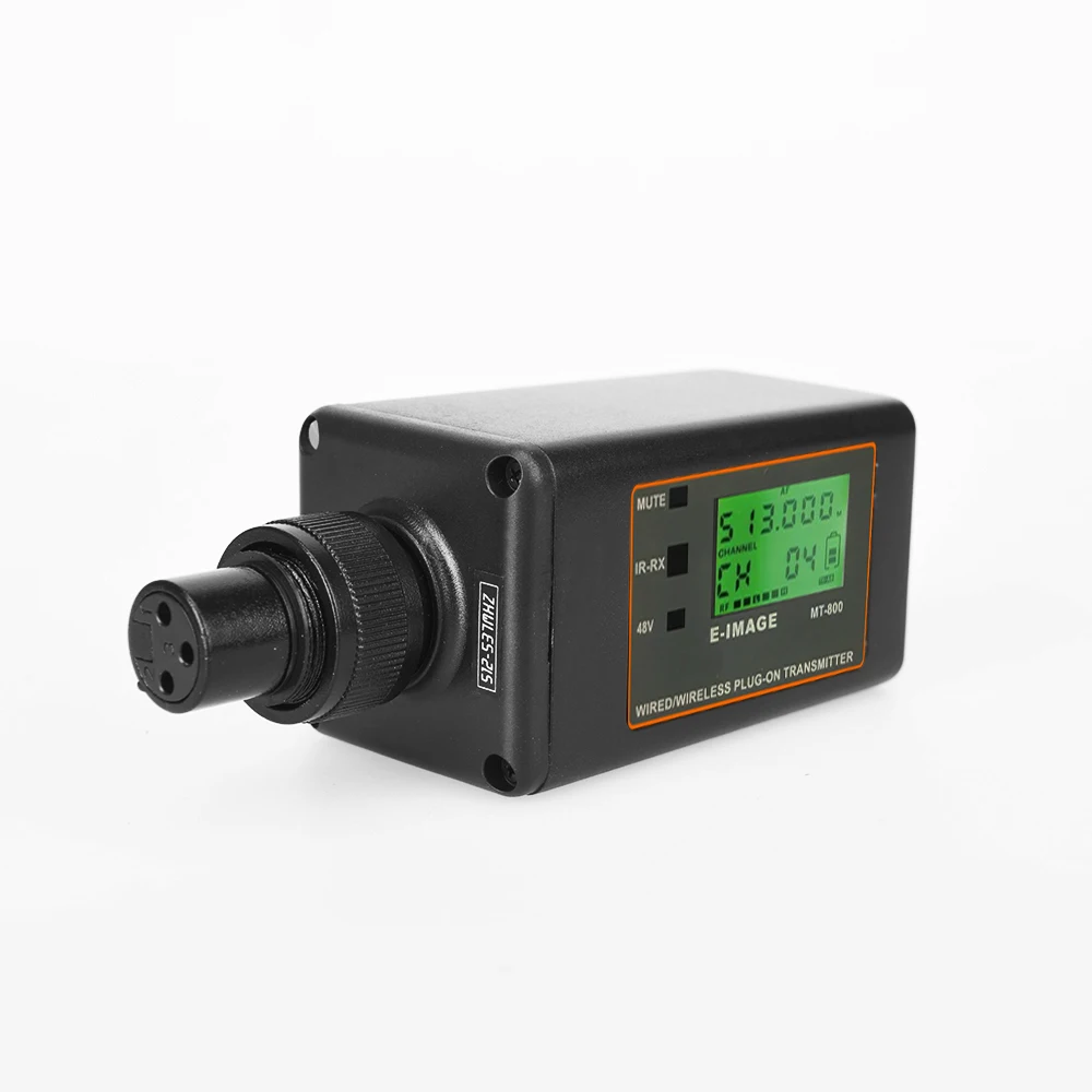 E-IMAGE MT-800 جهاز إرسال XLR متطور ذو جسم معدني UHF لنظام الميكروفون اللاسلكي