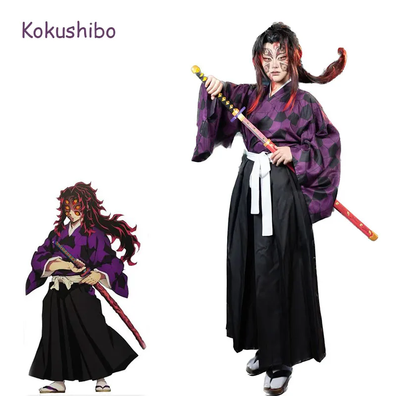 Demon Slayer Kokushibo Cosplay Costumes Kimetsu No Yaiba Juuni Kitsuki Kimono Full Outfit Halloween Carnival Object