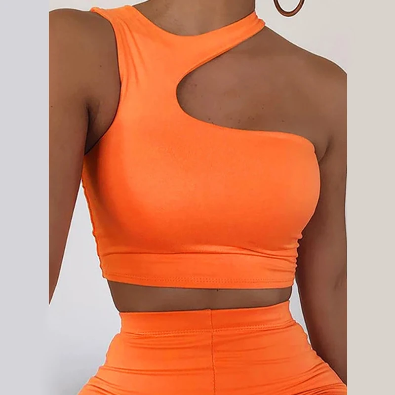 ECR Sexy Hollow Out Slimming Tank Tops For Women Diagonal Collar Sleeveless Minimalist Casual Pullover Vests Female Fashion New