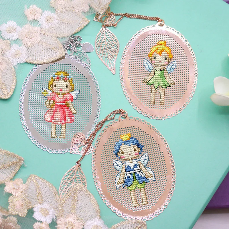 s Handmade Fairy Craft Stitch Cross Stitch Bookmark Metal Silver Golden Needlework Embroidery Crafts Counted Cross-Stitching Kit