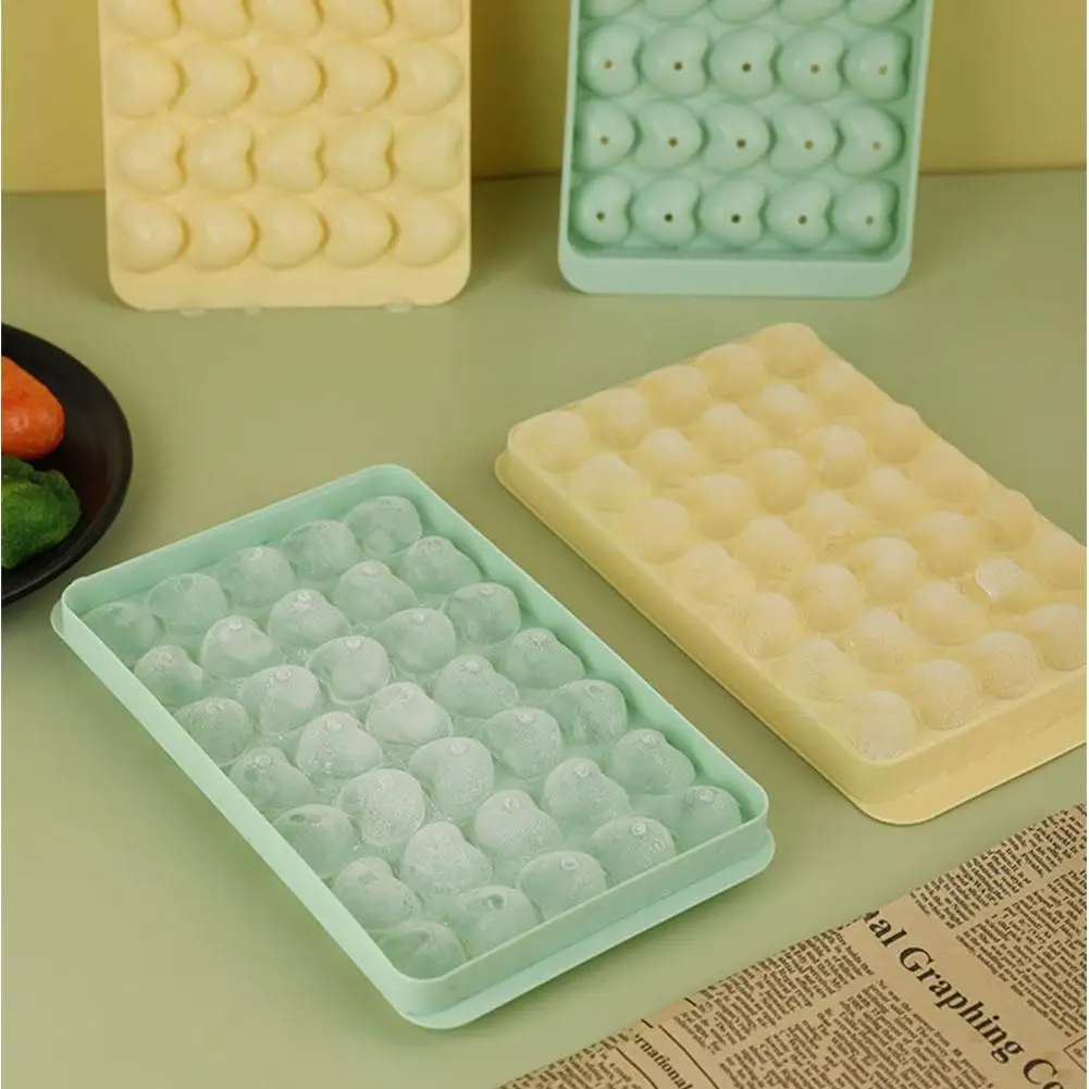 Bandeja De Cubo De Gelo Reutilizável Do Coração, DIY Ice Maker, Bebidas De Uísque, Congelador De Café, Moldes De Círculo, Ferramentas De Cozinha Doméstica, 35 Grades