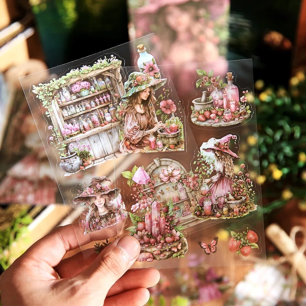 Mr.Paper 20 Sheets Dual Material Die Cut Sticker Book Witch Magic Theme DIY Decor for Journal Photo Frame Scrapbook Collage