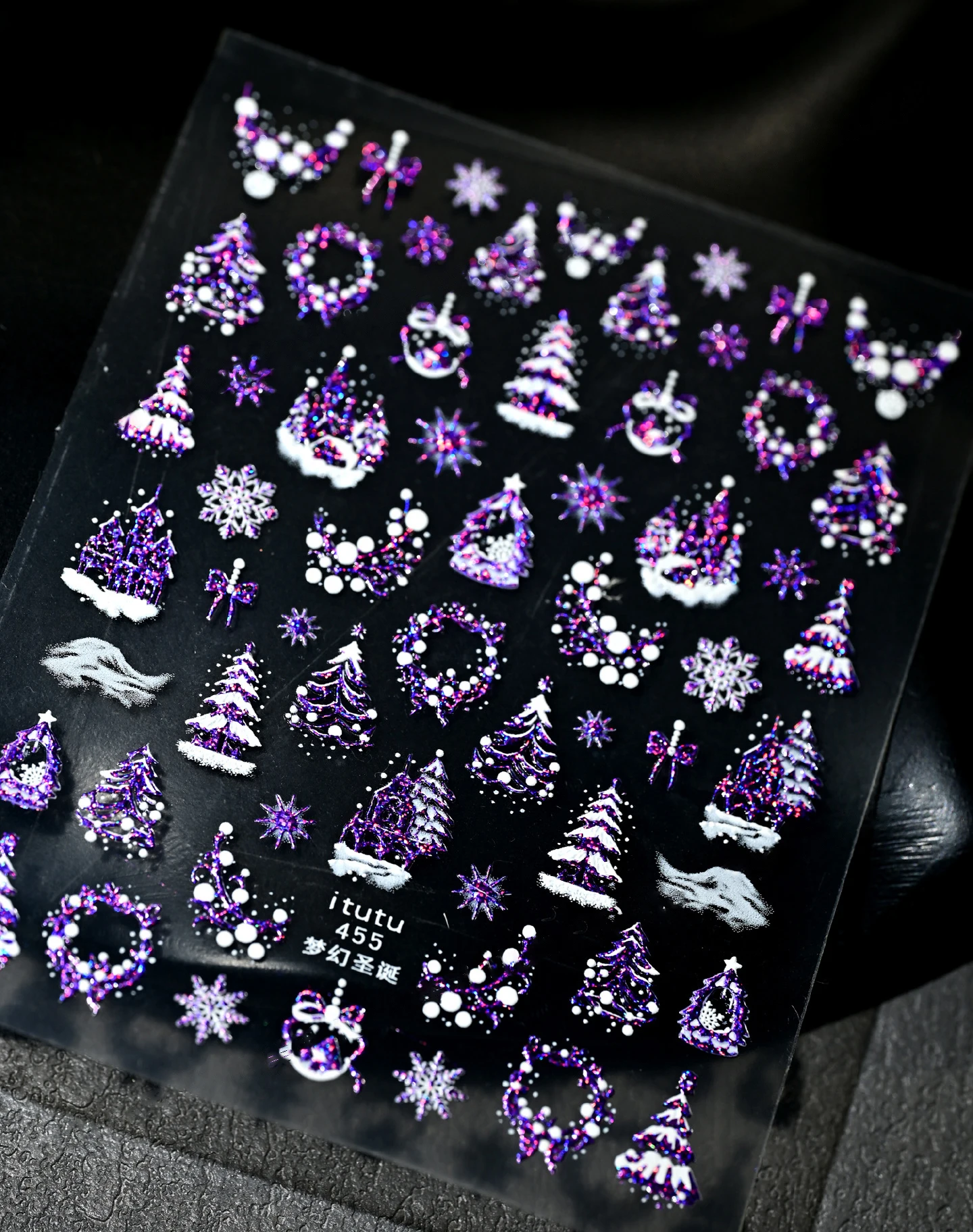 1 vel vergulde sneeuw kerstboom nail art stickers laser glitter kristallen bol krans nagel sticker zelfklevende glanzende manicure sliders