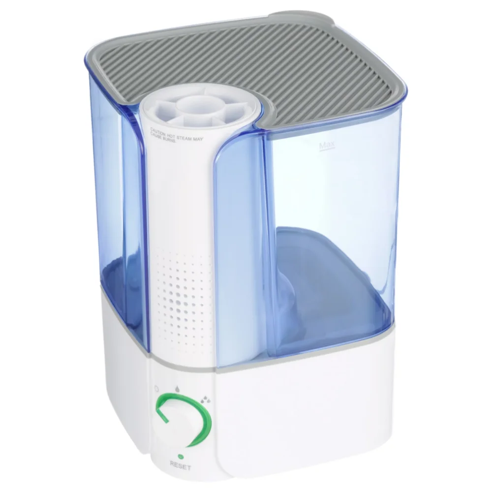 

Warm Mist Humidifier, Visible,, White & Blue, Top Fill, 1.3 Gallon, Big Water Capacity