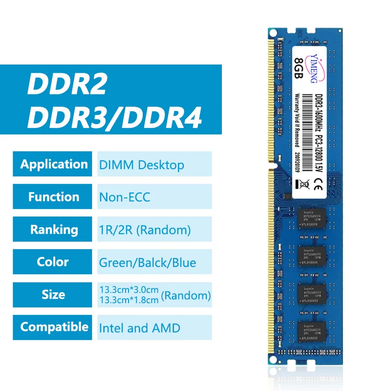 DDR2 DDR3 DDR4 4GB/8GB/16GB Desktop Memories Ram PC2 667 800Mhz PC3 8500 10600 12800 PC4 2133 2400 2666 3200Mhz DIMM Memory Ram