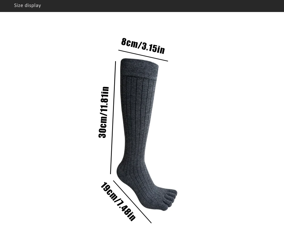 1/4 Paar Herren-Zehensocken, lange Baumwolle, einfache Business-Party-Kleid-Strümpfe, Gentleman, atmungsaktiv, 5-Finger-Socken, Wade, 4 Jahreszeiten – Detail 2
