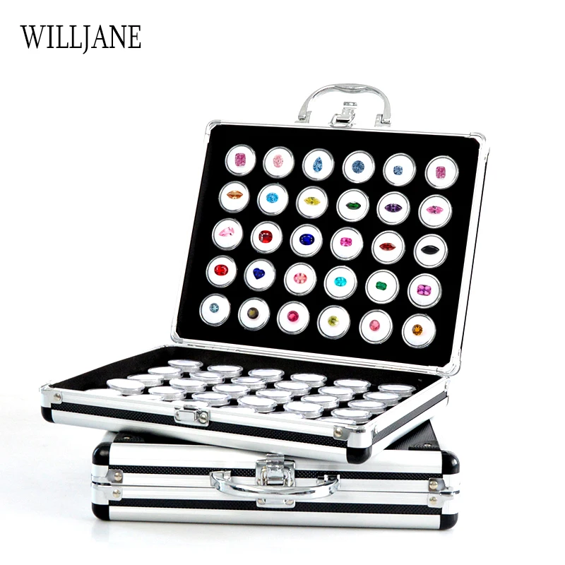 Foam Gem Jars Loosing Diamond Display Tray Metal Handle Pendant Bead Gemstones Storage Box Stone Collection Travel Carrying Case