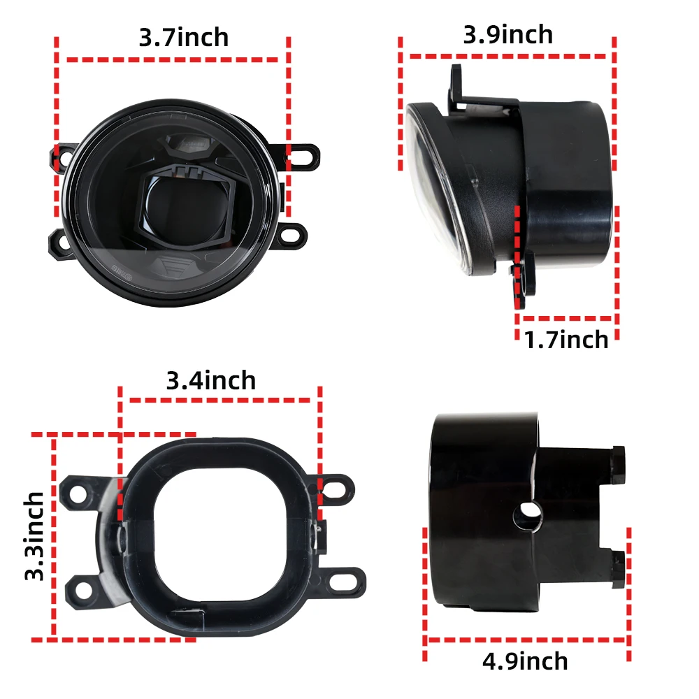 3.5 Inch 30W White Fog Lights with Housing Front Bumper Driving Lamps Assembly, Compatible with 2014-2023 Toyota Tacoma 4Runner