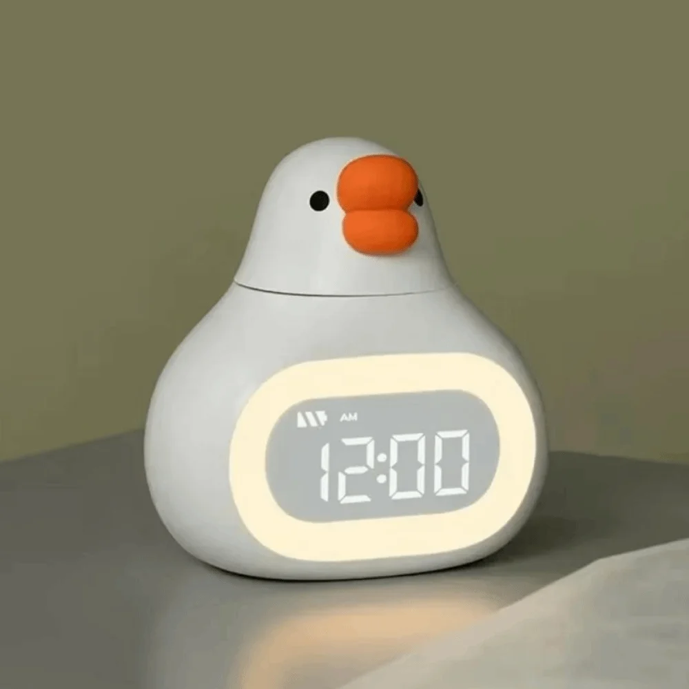 

Creative Big Goose Alarm Clock Touch Control USB Rechargeable Digital Alarm Clock LED Display 12/24 Hour Cartoon Goose Desk Lamp