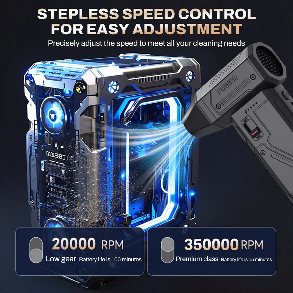 

Violent Fan 400000RPM Powerful Air Blower Vacuum Dust Cleaner Type-C Charging Strong Winds 56m/s Brushless Turbo Jet Snow Blower