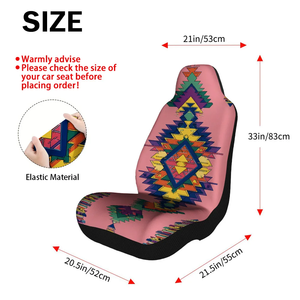 Set Of 2, Universal Car Seat Cover Set With Geometric Tribal Design – Stylish And Durable Protectors For Car Seats, Enhanced Com