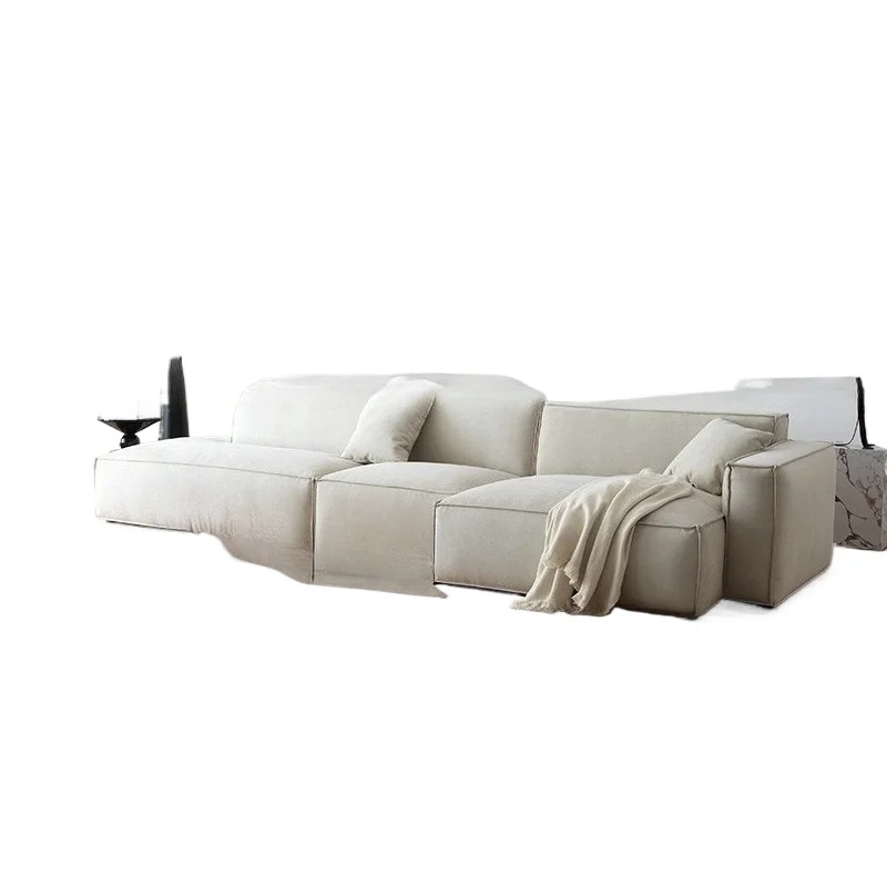 Simple living room High-end cotton and linen straight-row fabric module No armrest dismantling and washing Minimalist sofa