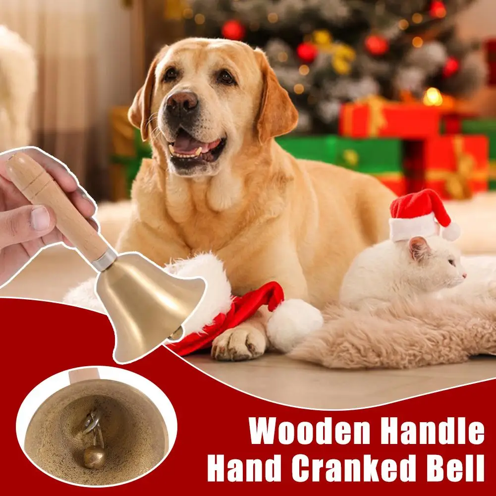 Wooden Handle Hand Bell 8cm Diameter Bell Bell Hand Wooden Class Bell Hand Small Handle Copper Cranked Bell Pure Bell Q3V1