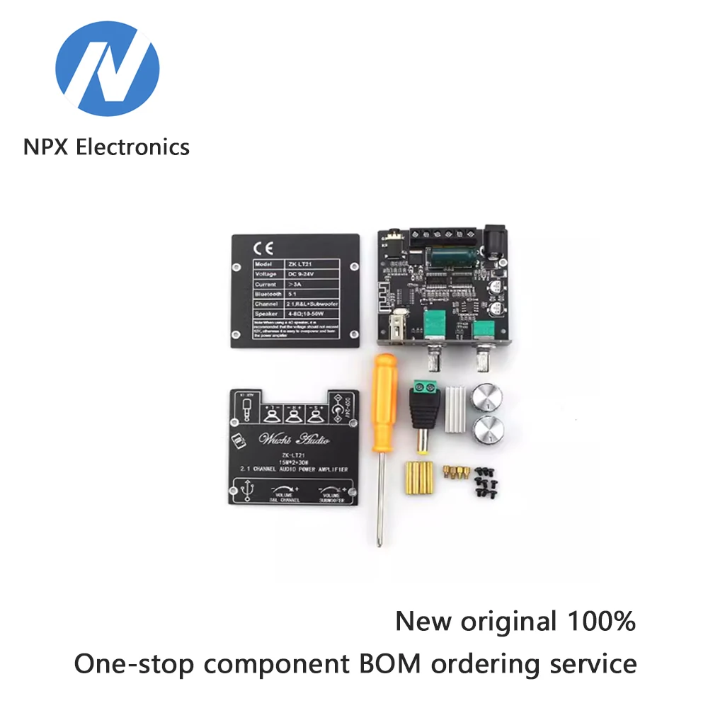 

ZK-LT21 Модуль платы цифрового усилителя мощности Bluetooth для 2,1-каналов с 15 Вт + 15 Вт + 30 Вт и сабвуфером
