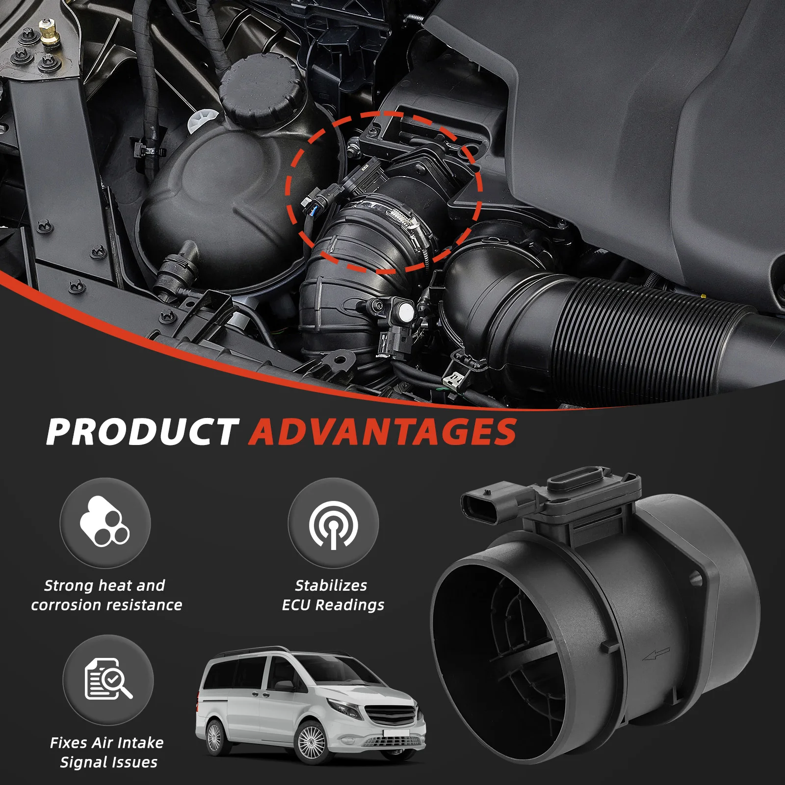 

A6450900048 A6519050500,5WK98101 4 Pins MAF Mass Air Flow Meter Sensor For Mercedes-Benz W176 W245 W246 W205 W447 X253 Sprinter