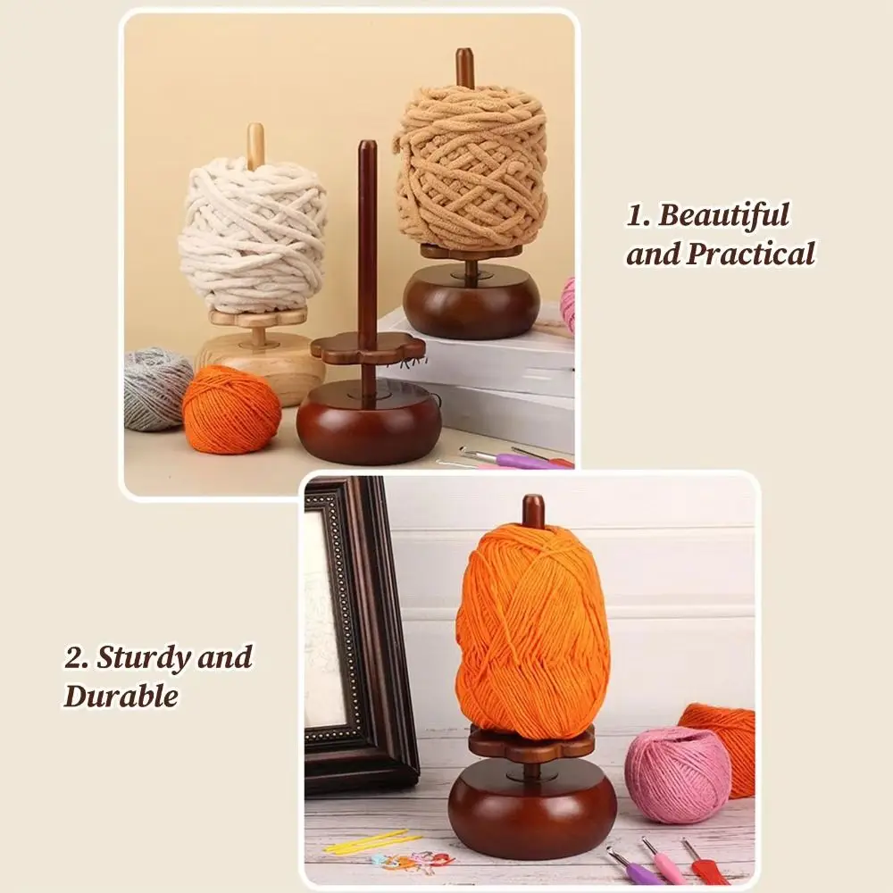 

Rotatable Design Wooden Yarn Winder Stand Reusable Space Saving Yarn Ball Holder Solid Base Easy Assembly