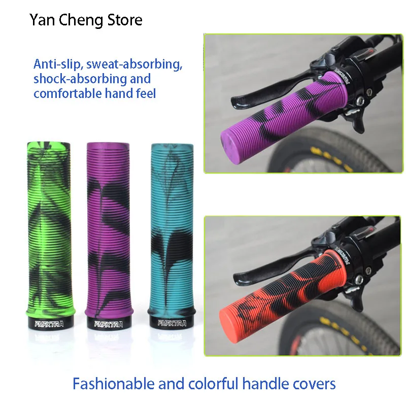 Rubber Two-color Bicycle Handlebar Covers, Mountain Bike Folding Bike Comfortable Shock-absorbing Riding Grip Accessories