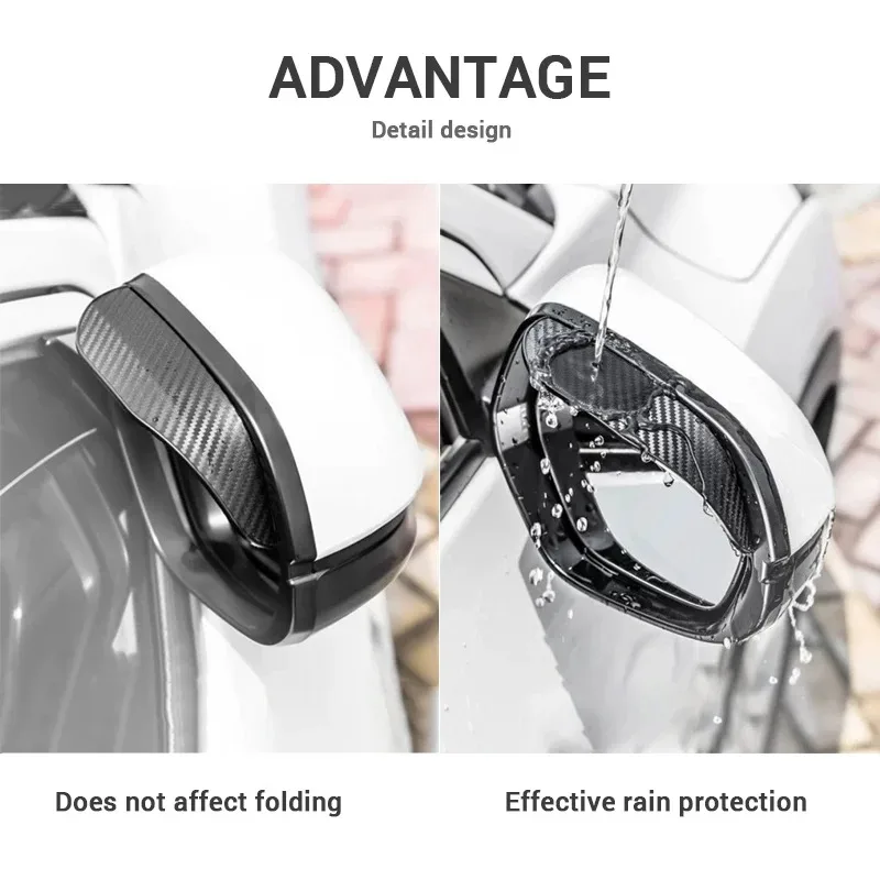 2PCS Car Rearview Mirror Rain Eyebrow Carbon Fiber Universal Rain Shield Reversing Mirror Rain Cover Car Accessories