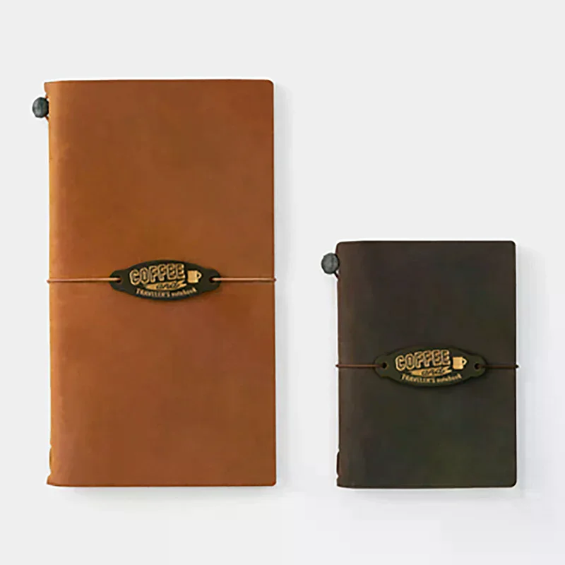 

Vintage Brown Traveler's Notebook Leather Patch 6x2.3cm Burnished Logo Label & Edge Protector