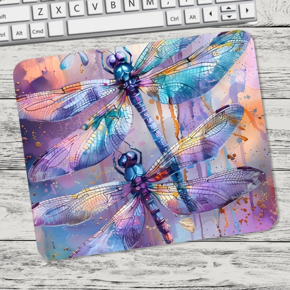 

The colorful dragonfly mousepad is designed in a square shape, suitable for gamers and office use, with high-definition printing