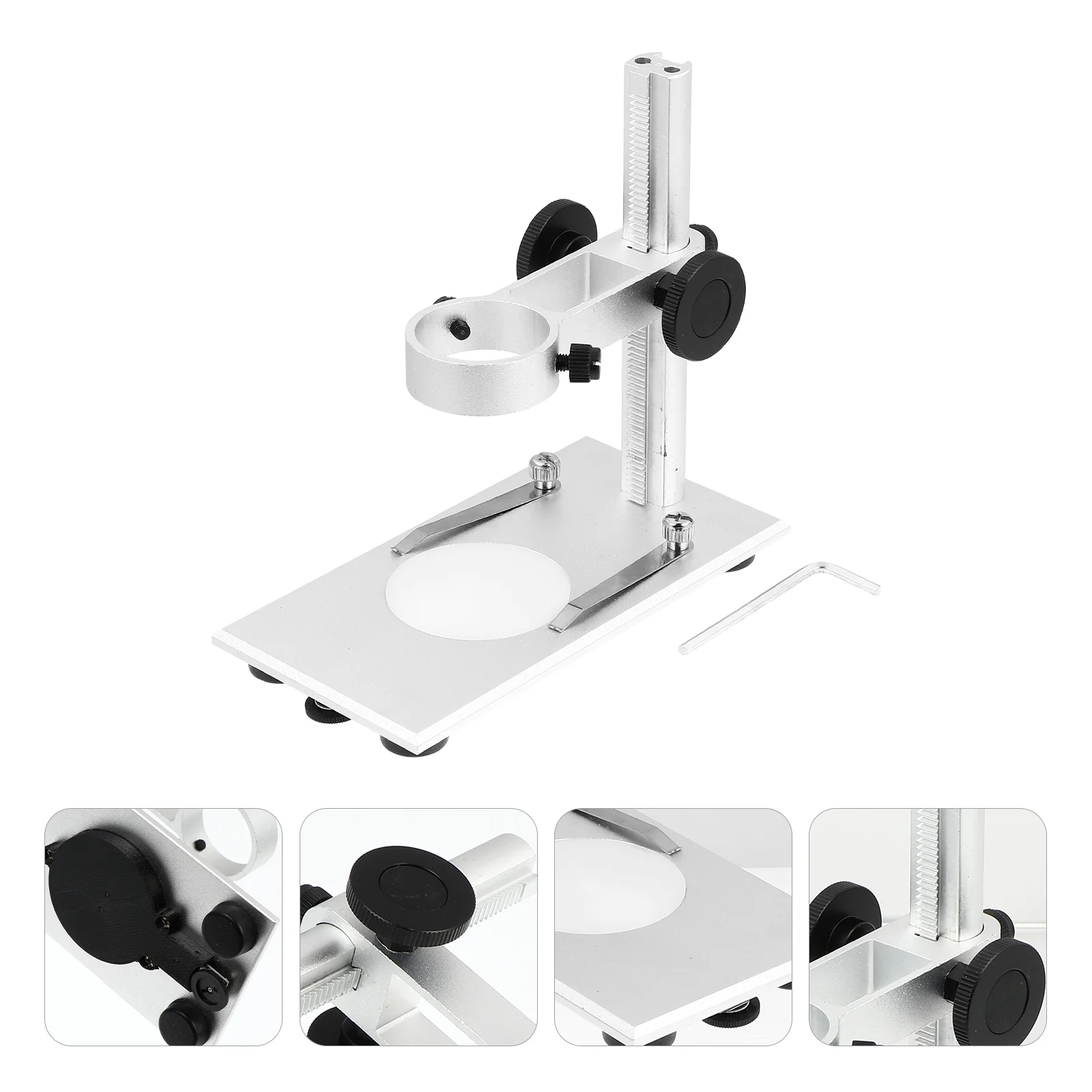 

Microscope Stand Rotating Digital Holder Base Adjustable Lifting Support Aluminum Alloy USB Degree Rotation