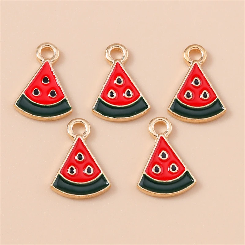 20 Stück 12x16mm Niedliche Frucht-Anhänger aus Emaille, Wassermelonen-Anhänger für Schmuckherstellung, Ohrringe, Halsketten, DIY-Bastelzubehör – Detail 6