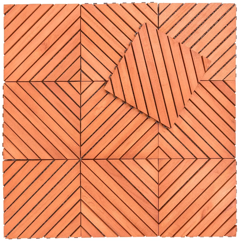 

Outdoor Patio 12-Diagonal Slat Eucalyptus Interlocking Deck Tile (Set of 10 Tiles)