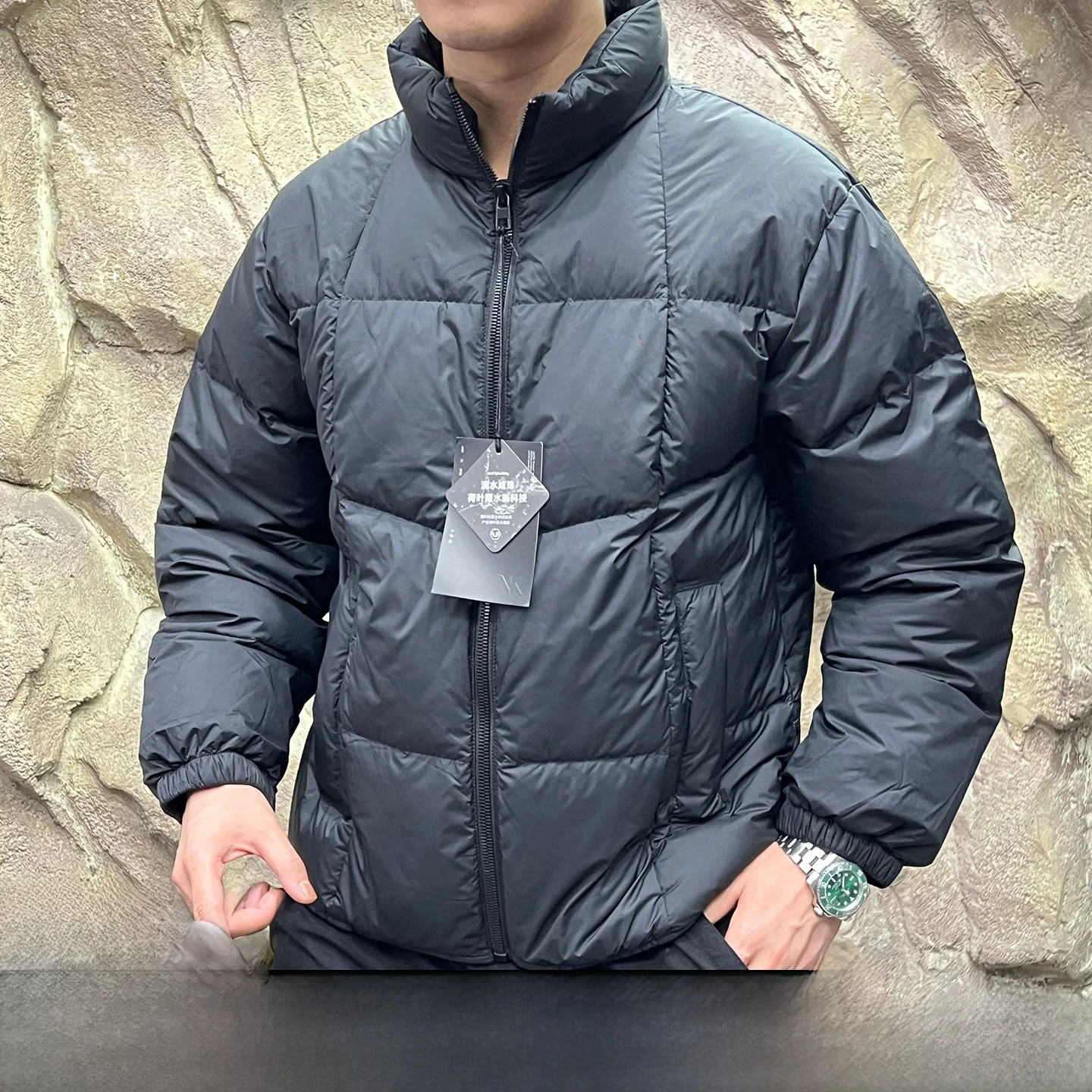 

Водостойкий 90-й белый ду пуховик Jaet с воротником-стойкой, мужская высокая пушистая теплая осенне-зимняя повседневная одежда Faion Ci