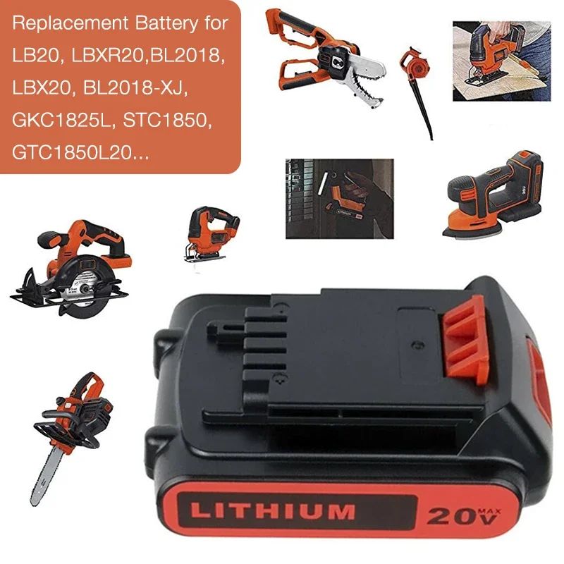 2pcs /lot LBXR20 Battery for Black & Decker 18V 20V 3.5 Ah Li-Ion Replacement LB20 BL2018 LBX20 GKC1825L GTC1850L20 STC1850