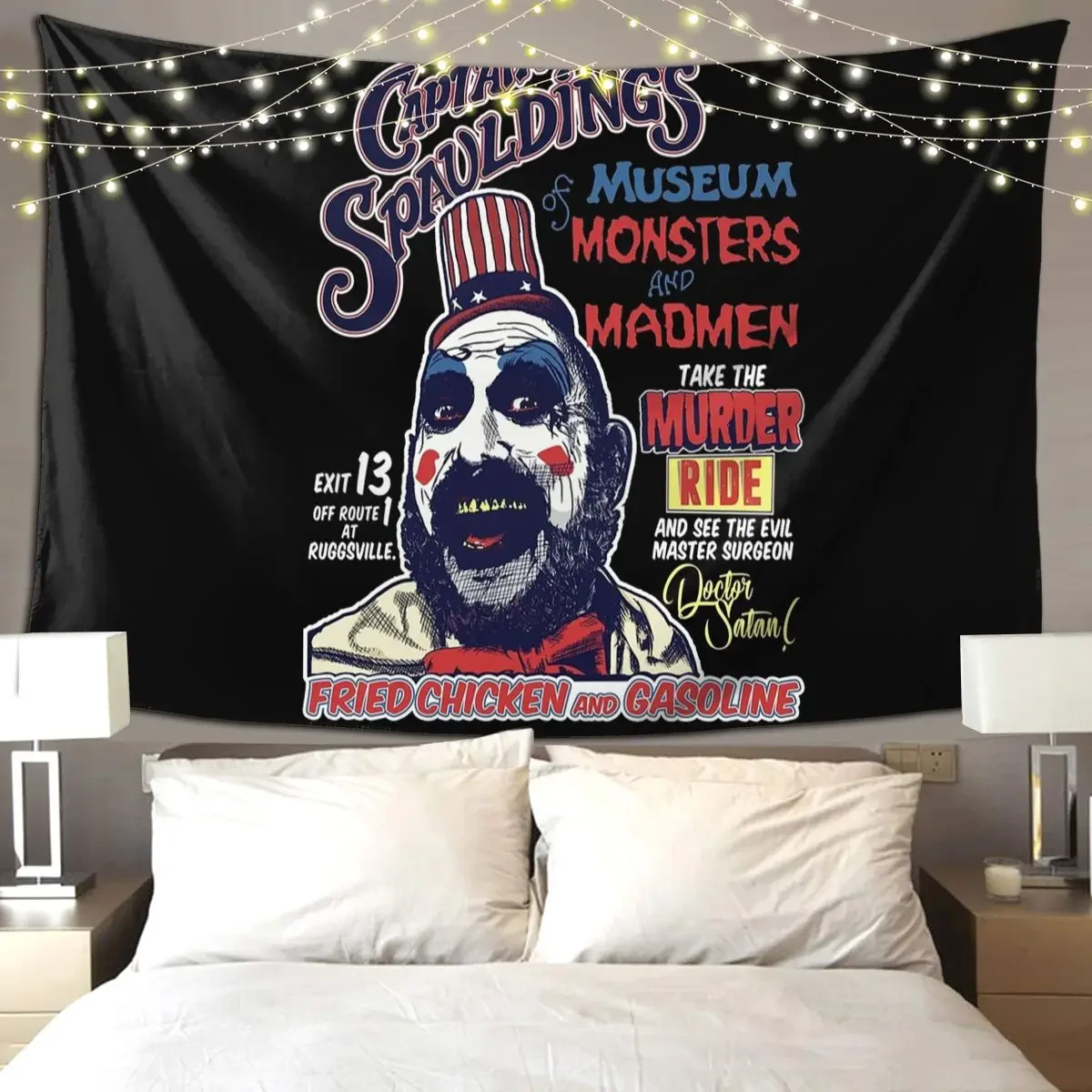 

Captain Spaulding's Museum Of Monsters And Madmen Tapestry Funny Wall Hanging Home Decor Tapestries for Room Bedroom Dorm Room