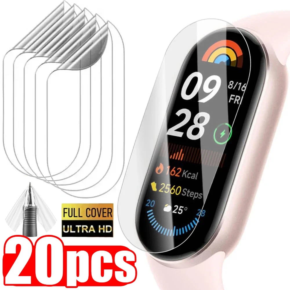 5/10/20 piezas protectores de pantalla de reloj flexibles de TPU para Xiaomi Mi Band 9 película de hidrogel suave antiarañazos para Xiaomi Band