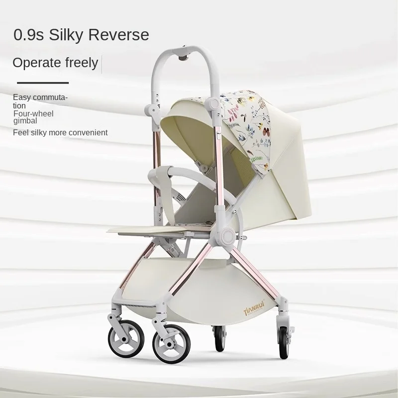 Baby Stroller High-View Two-way Push Baby Car Can Sit or Lie Down Lightweight Strollers Folding Portable 4-wheel Stroller
