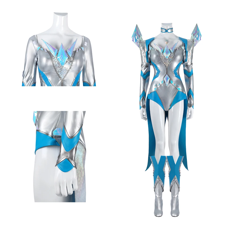 

Halloween Christmas Party Cosplay Costume Female Superhero Emma Grace Frost White Queen Cosplay Costume Leather Jumpsuit