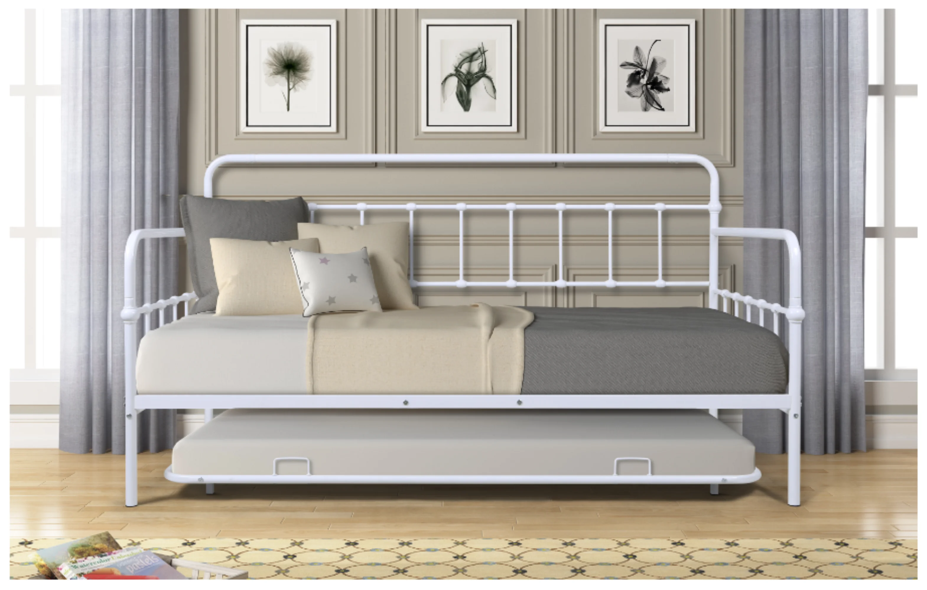 

VSOGA Metal Frame Daybed With Trundle