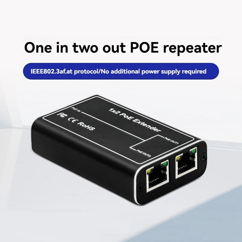 

Gigabit POE Extender 2 Port 100/1000M Network Switch Repeater 30WJAS