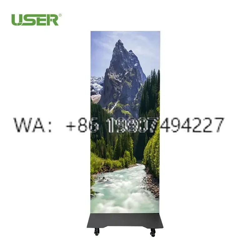 Indoor HD LED Poster Screen Foldable Full Color Movable Commercial Advertising Display with High Brightness for Retail Store