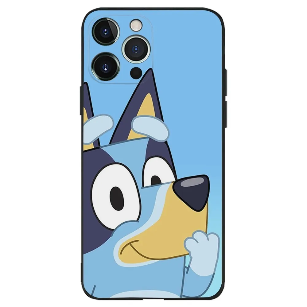 Cute B-Bluey-s D-Dog Cartoon Phone Case For iPhone 16,15,14,13,12,11,Plus,Pro Max,XS,X,XR,SE,Mini,8,7 Soft Silicone Black Cover