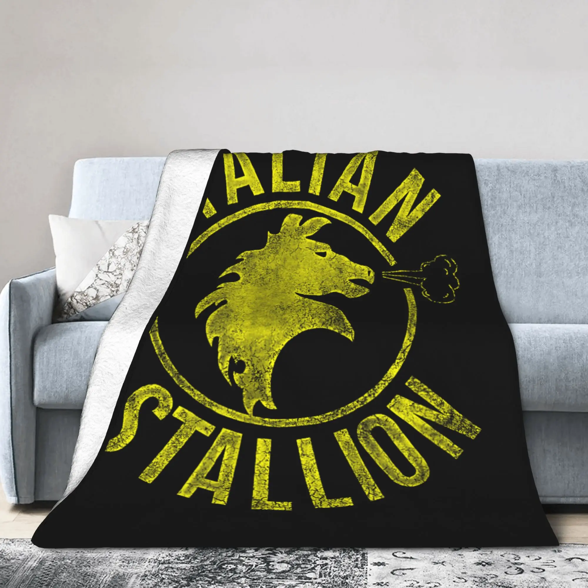 Rockys Italian Stallion Horse Blanket Cover Boxing Movie Wool Bedding Throw Blankets Couch Portable Decoration Breathable