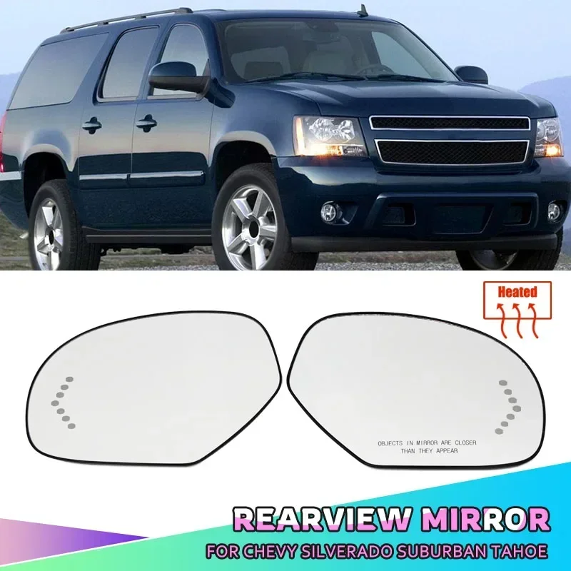 

For Cadillac Escalade ESV Chevrolet Avalanche Silverado Suburban Tahoe GMC Yukon Side Wing Mirror Glass Left Right Heated Rear