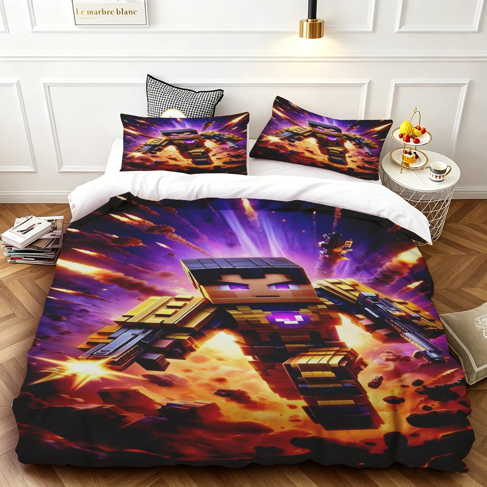 

Minecraft Duvet Cover Cartoon Bedding Set Soft and Comfortable Quilt Cover for Bedroom Home Holiday Best Gifts