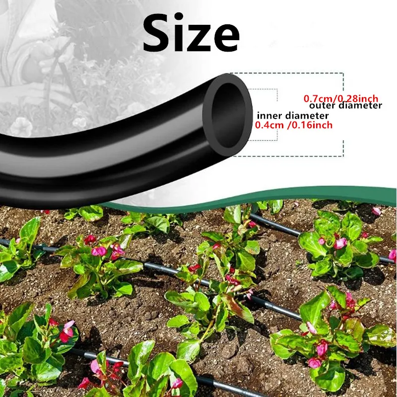 50m Garden Watering Hose 4/7mm PVC Micro Irrigation Pipe Drip Irrigation Tubing Sprinkler 1/4'' Lawn Balcony Greenhouse