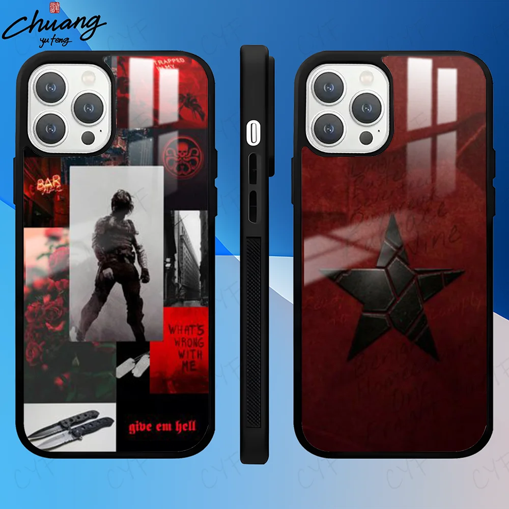 B-Bucky Barnes Sebastian Stan Phone Case For 11 12 13 14 15 16Pro Max mini Plus Frosted mirror Phone Cover